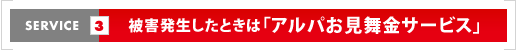 被害発生したときは「アルパお見舞金サービス」